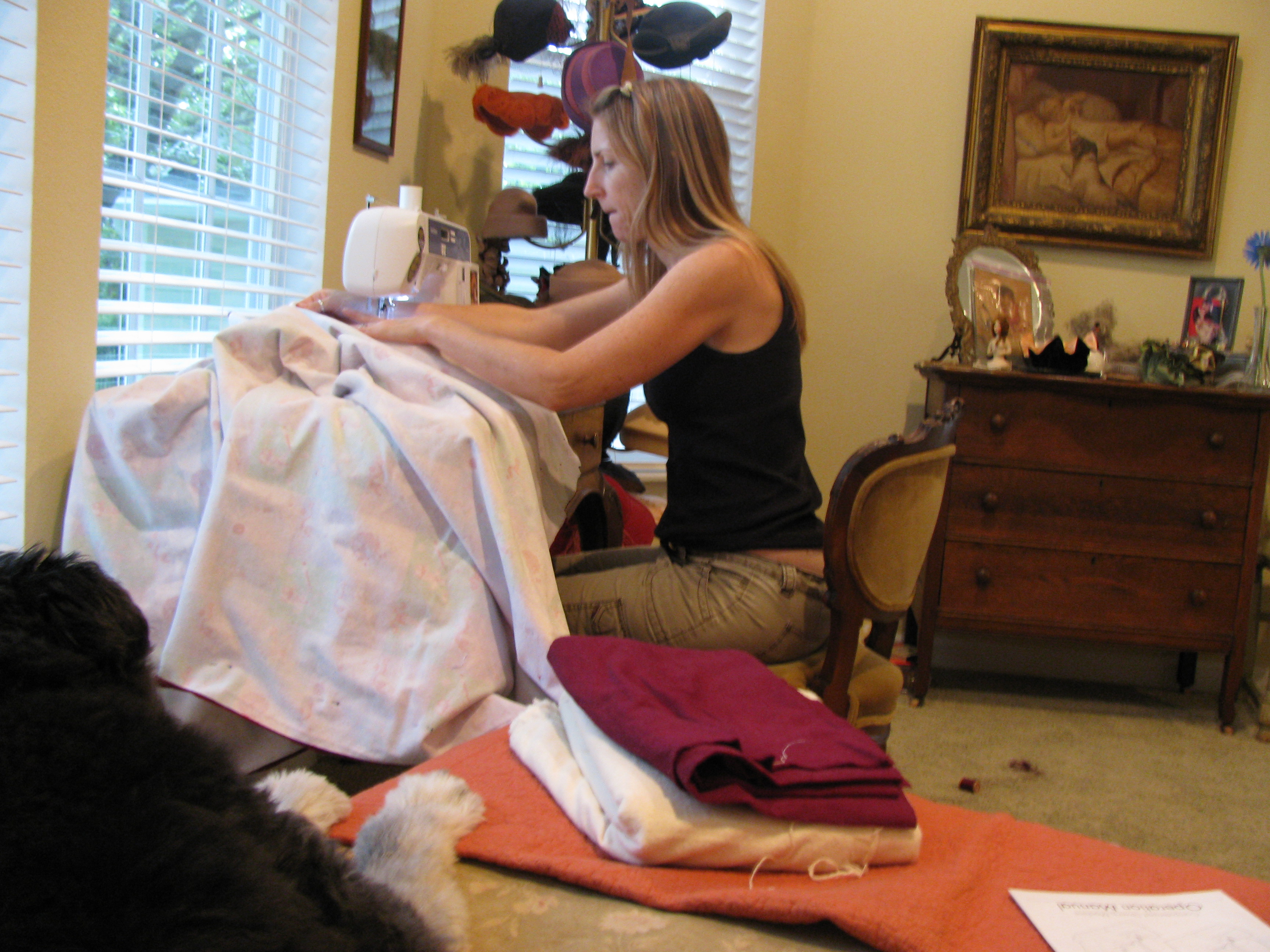Look at me, I'm sewing! I love this photo. Mostly, because Nate took it but also because I'm surrounded by some of my favorite things, doing something I've wanted to do all my life...sew. Maybe you can teach an old dog some new tricks.